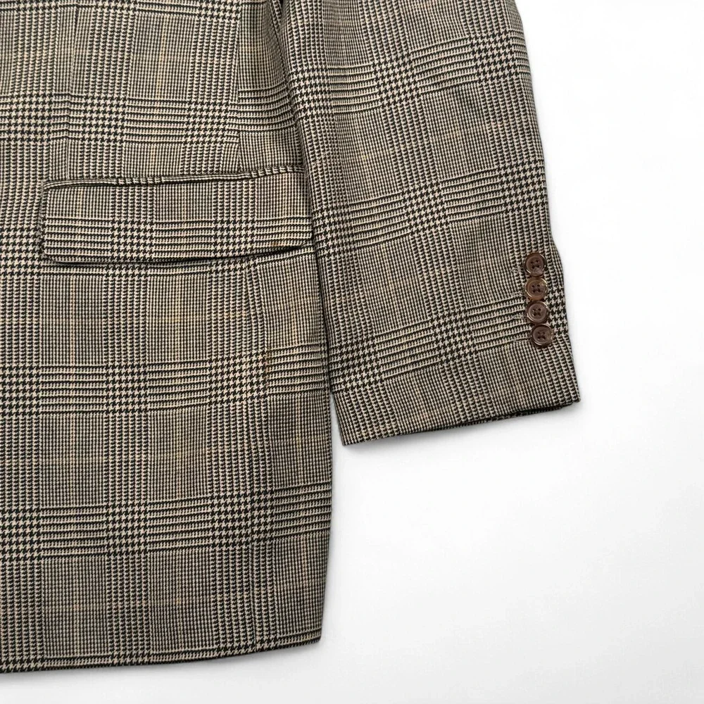 Ralph Lauren Dillards Mens Brown Plaid 100% Wool Blazer 41 Long 41L Sport Jacket
